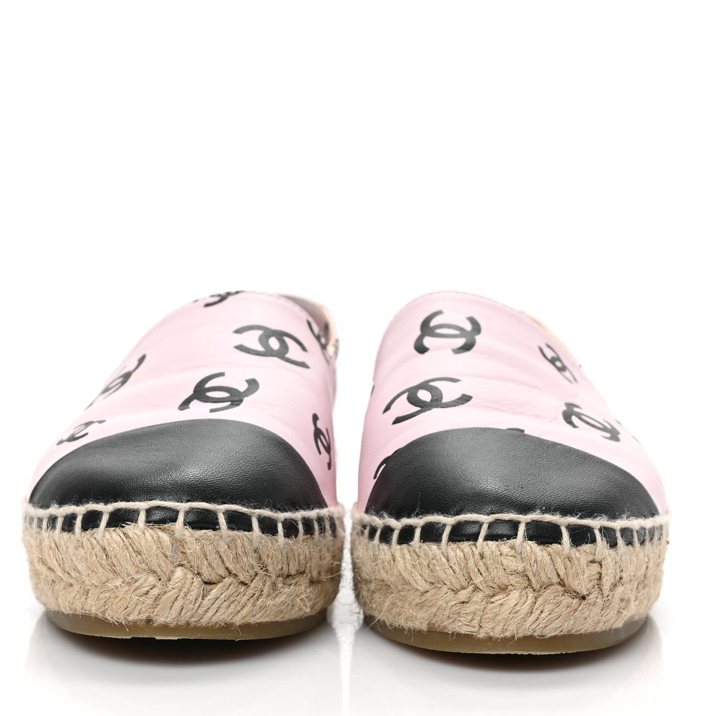 Lambskin Printed Coco Beach Espadrilles 35 Light Pink Black