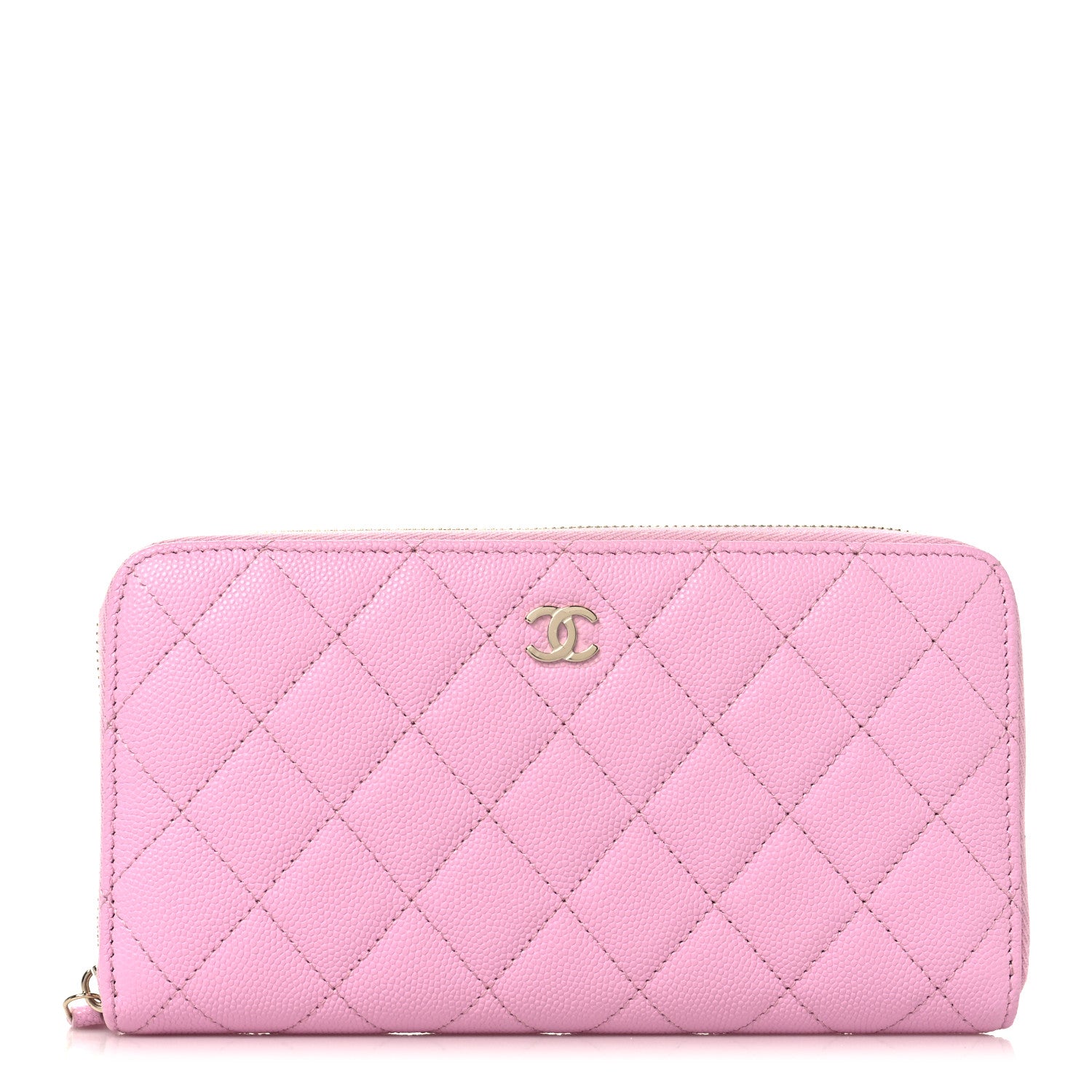 Chanel Caviar Quilted Large Gusset Zip Around Wallet Light Pink 1 of 9