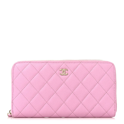 Chanel Caviar Quilted Large Gusset Zip Around Wallet Light Pink 1 of 9
