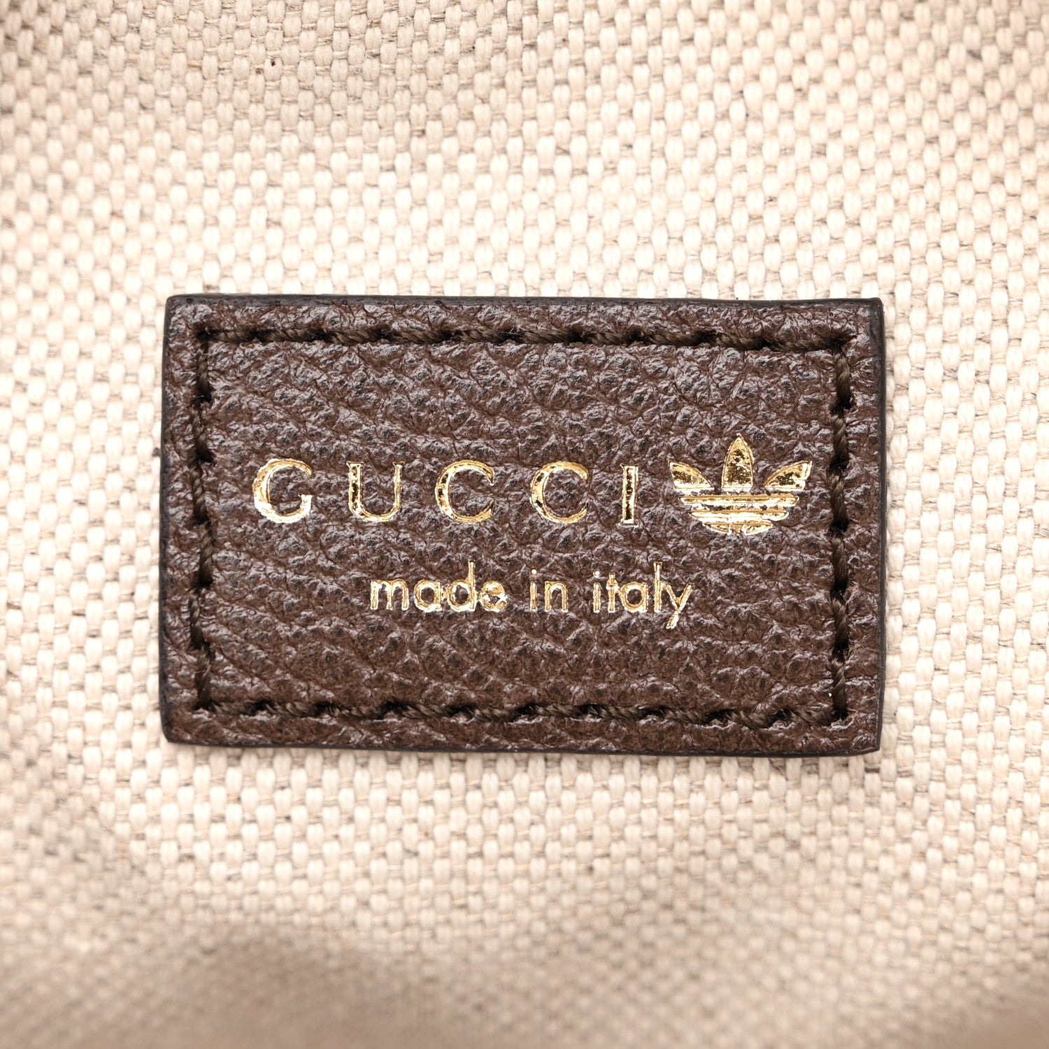 Gucci X ADIDAS Crystal Vintage Monogram Textured Dollar Calfskin Web Trefoil Small Ophidia Round Shoulder Bag Mid Natural Nut Off White New Acero 6 of 10