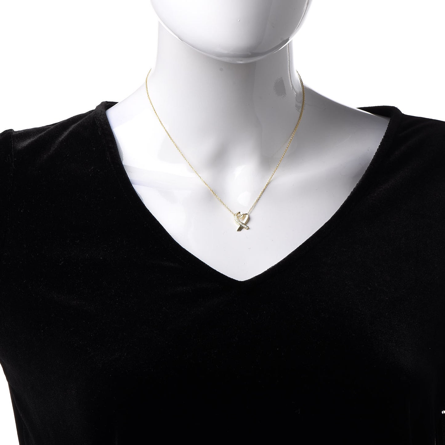18K Yellow Gold Diamond Small Paloma Picasso Loving Heart Pendant Necklace