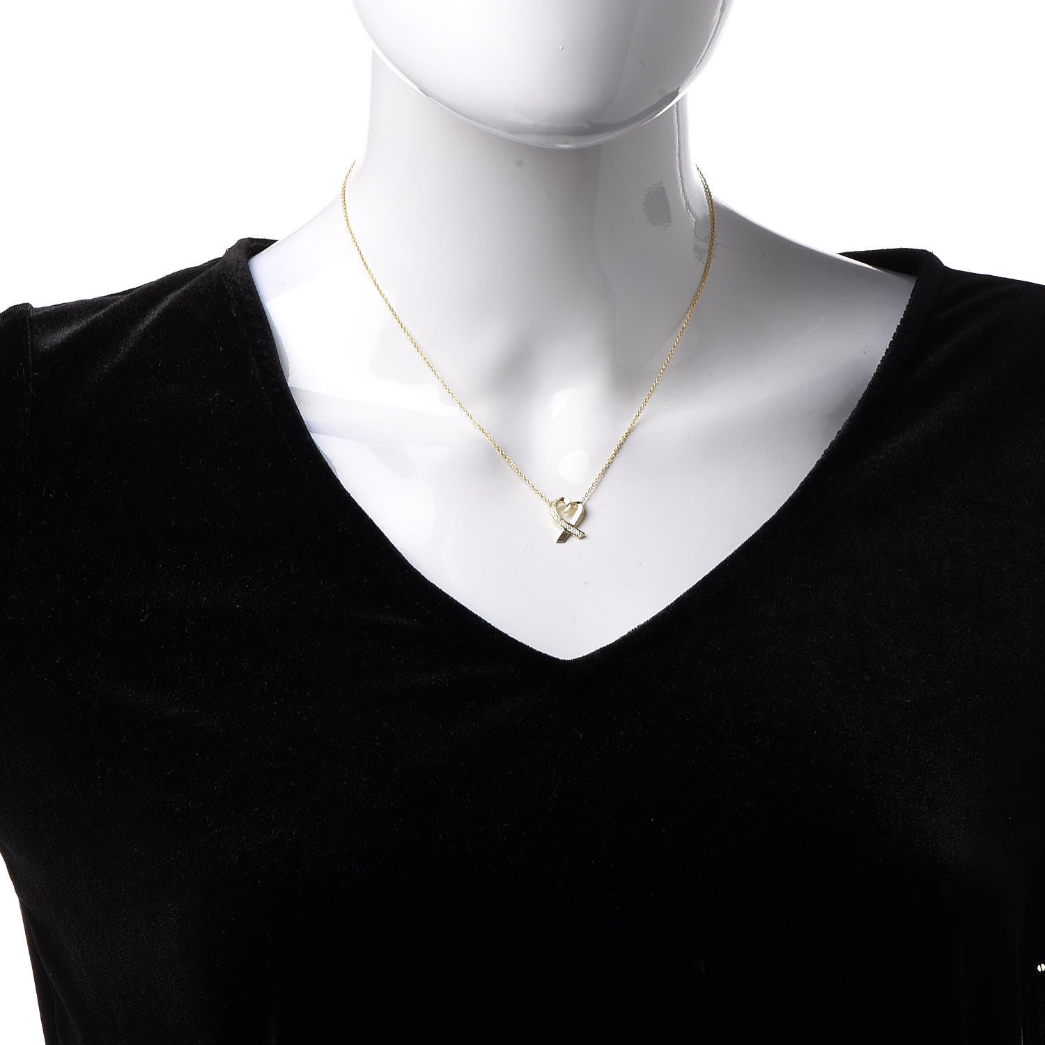 Tiffany 18K Yellow Gold Diamond Small Paloma Picasso Loving Heart Pendant Necklace 2 of 7