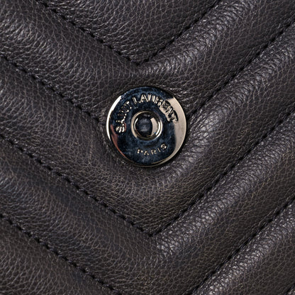 Saint Laurent Sheepskin Matelasse Chevron Monogram Medium College Bag Asphalt 11 of 13