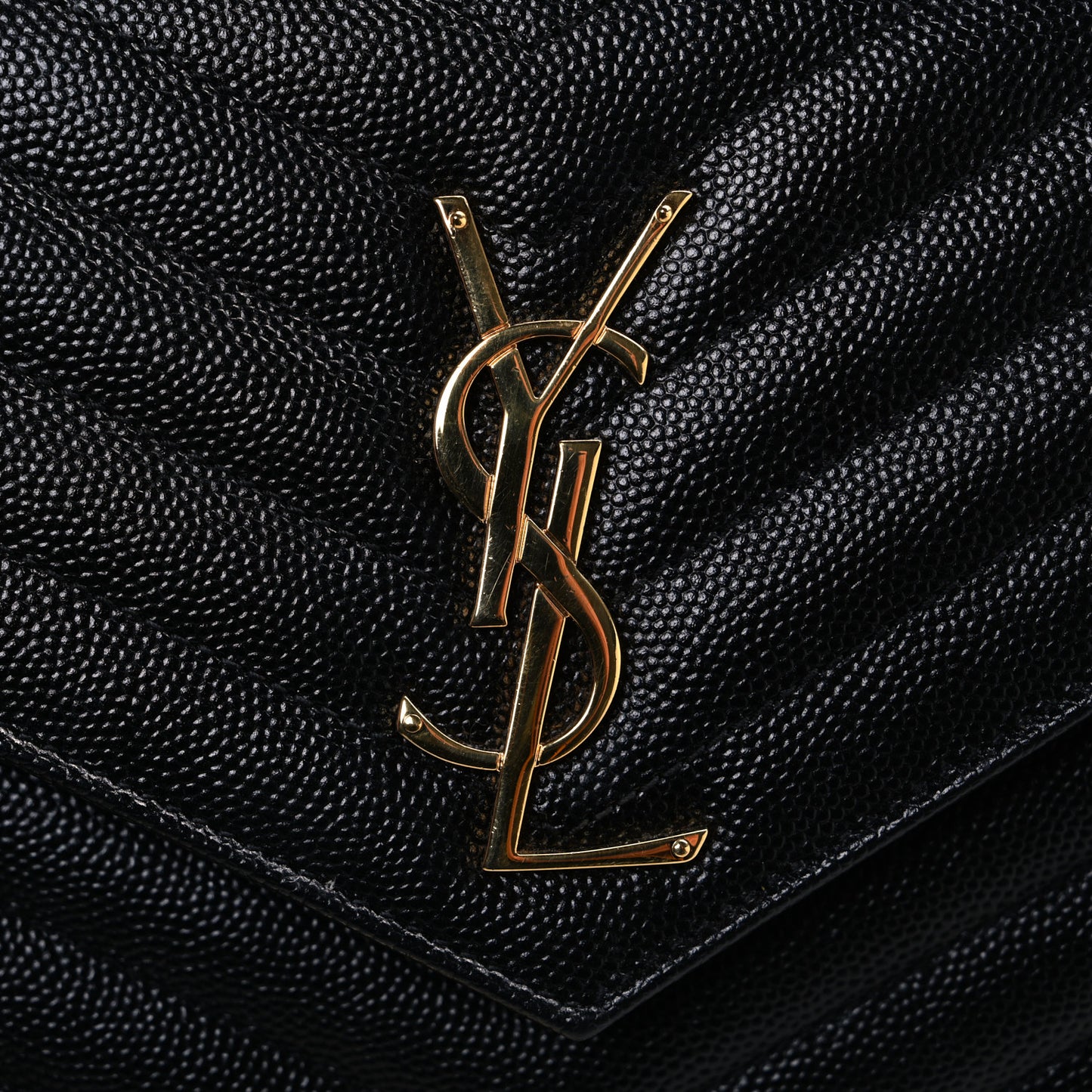 Grain De Poudre Matelasse Chevron Monogram Chain Wallet Black
