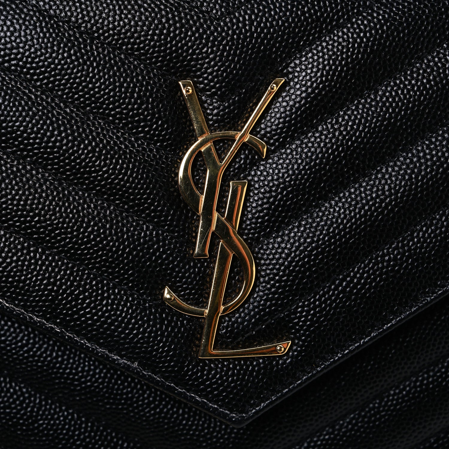 Saint Laurent Grain De Poudre Matelasse Chevron Monogram Chain Wallet Black 11 of 11