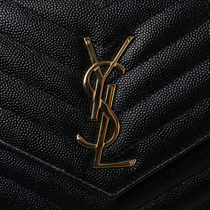 Saint Laurent Grain De Poudre Matelasse Chevron Monogram Chain Wallet Black 11 of 11
