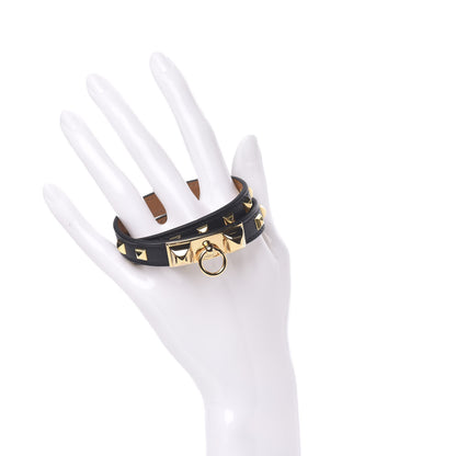 Hermes Swift Studded Rivale Double Tour Bracelet T2 Black 2 of 7