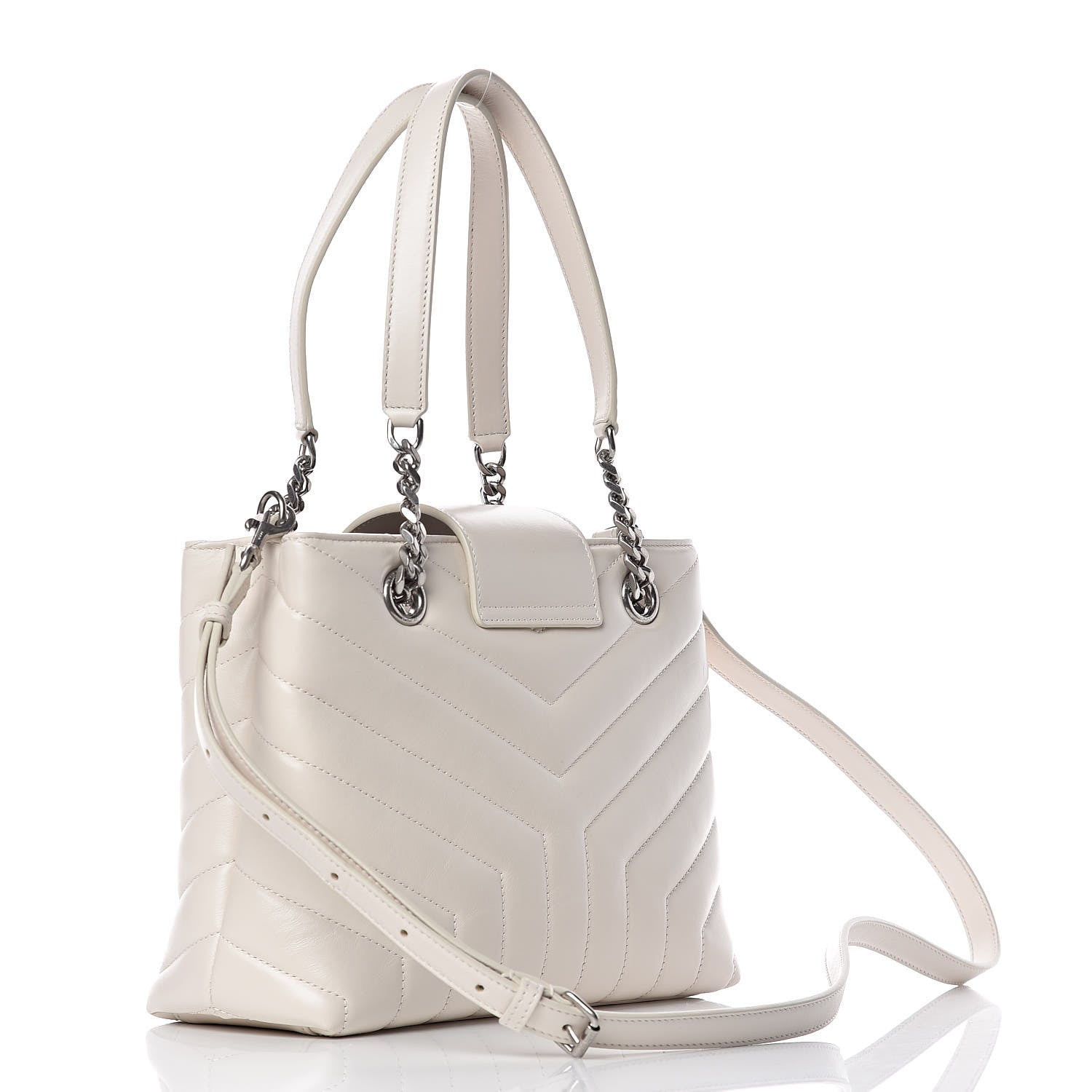 Saint Laurent Calfskin Y Quilted Monogram Small Loulou Shopper Cream Souffle 4 of 12