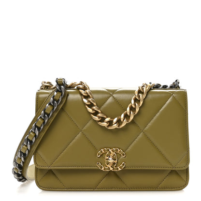 Chanel Lambskin Quilted Chanel 19 Wallet On Chain WOC Green 1 of 12