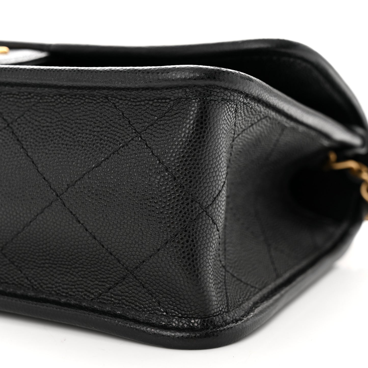 Caviar Quilted School Memory Small Top Handle Flap Black