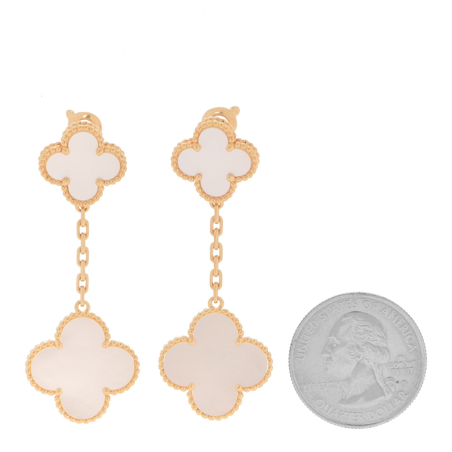18K Yellow Gold Mother of Pearl 2 Motifs Magic Alhambra Earrings