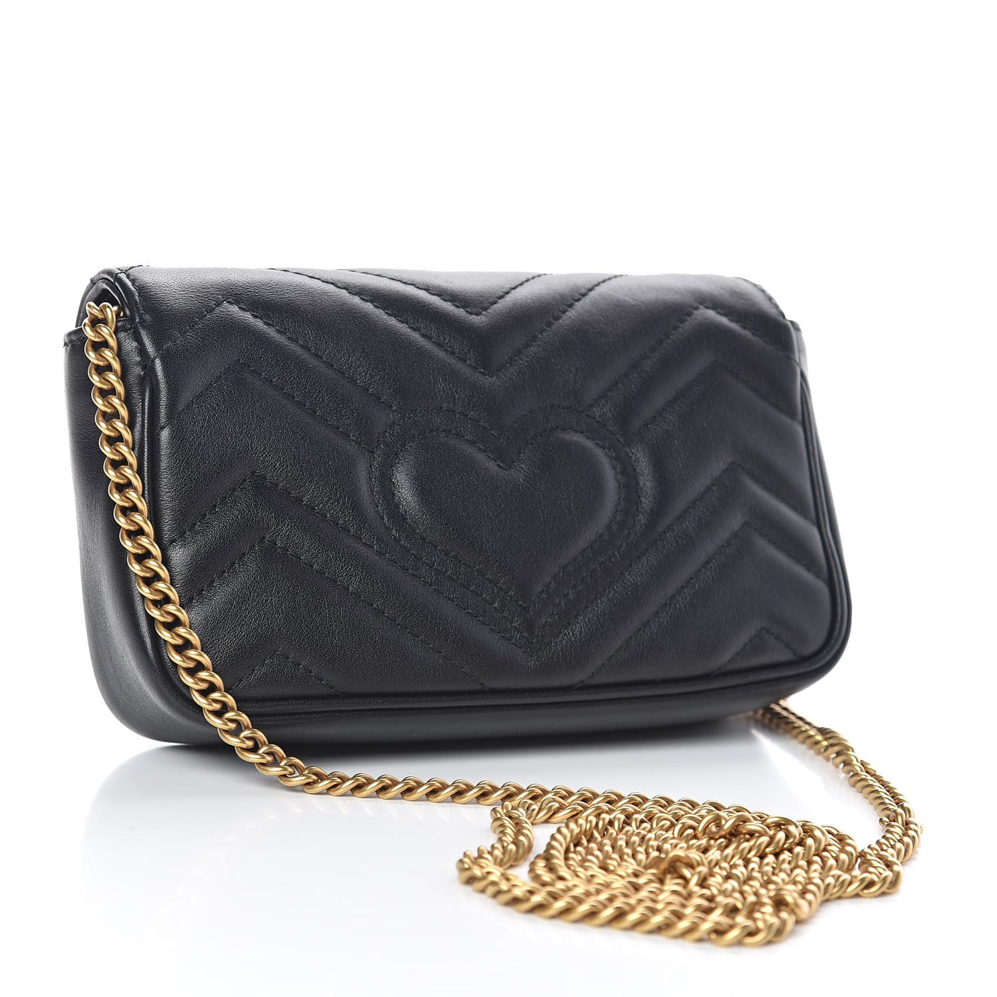 Calfskin Matelasse Super Mini GG Marmont Shoulder Bag Black