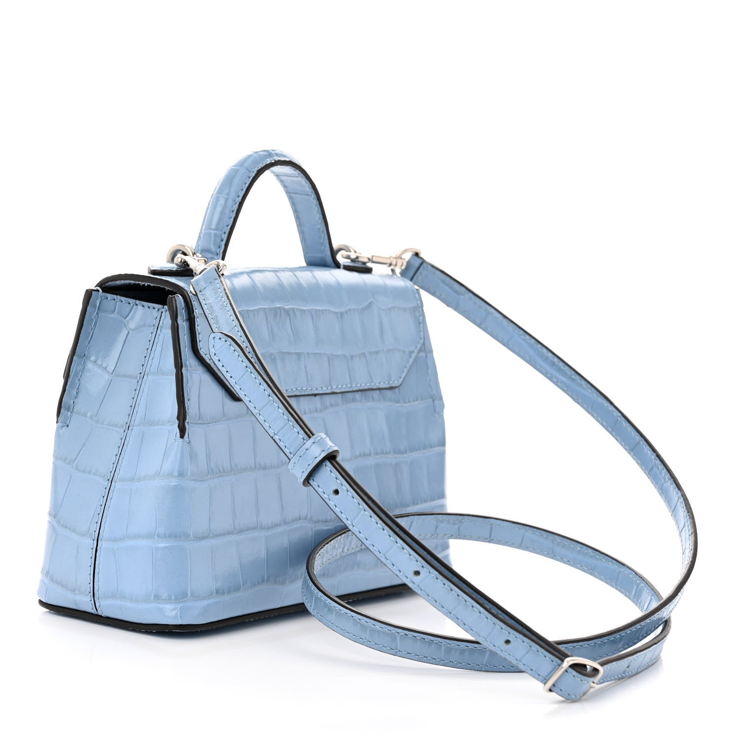 Mulberry Shiny Croc Calfskin Embossed Micro Seaton Blue 3 of 9