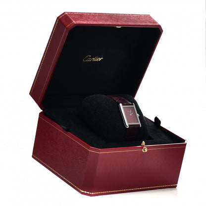 Cartier Stainless Steel Alligator 25mm Tank Must De Cartier Watch Burgundy 5 of 5