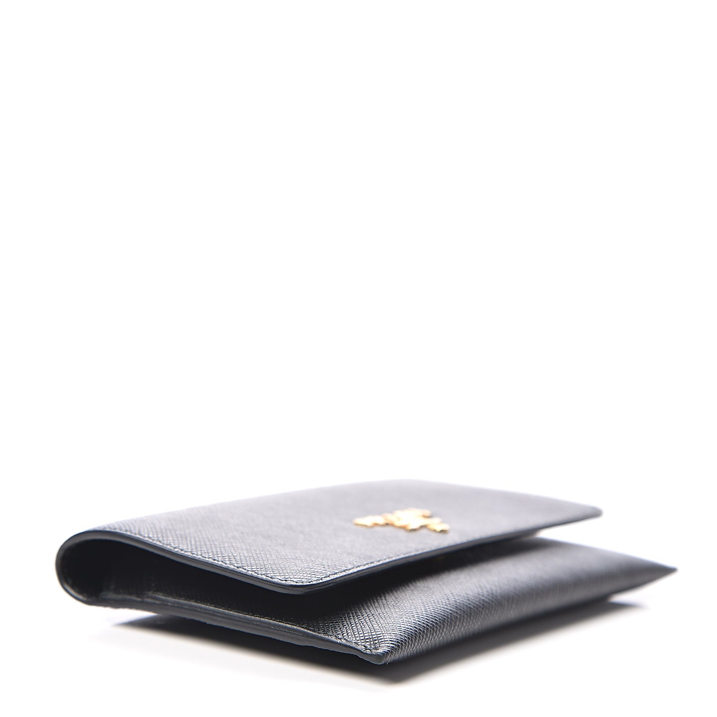 Saffiano Metal Flap Card Holder Black