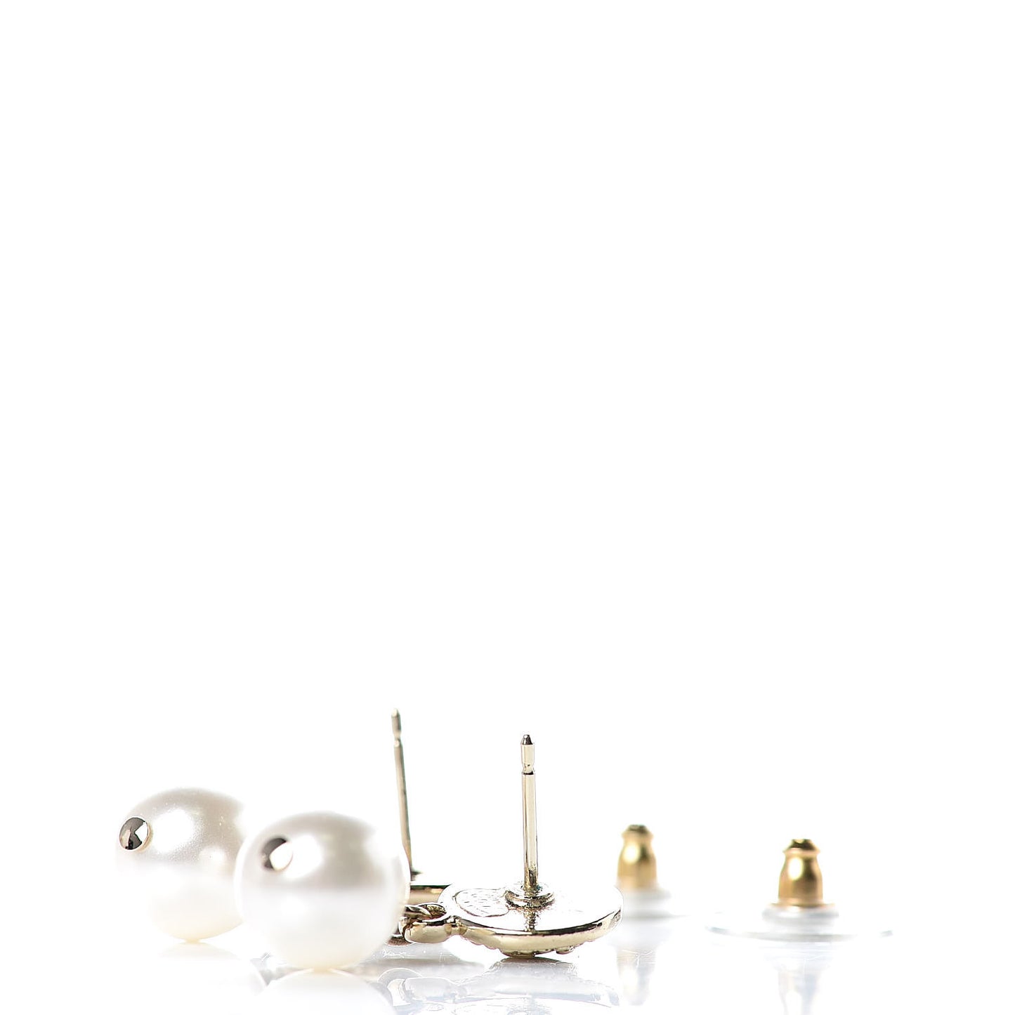 Medallion CC Pearl Drop Earrings Gold