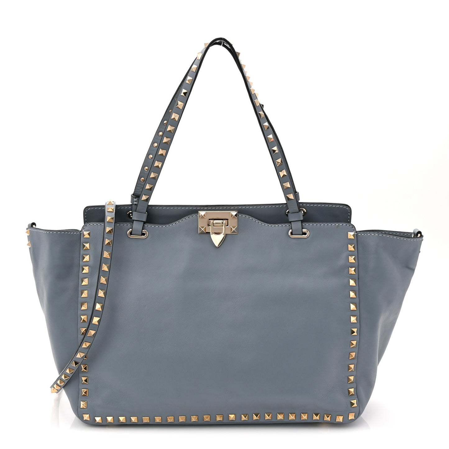 Calfskin Medium Rockstud Tote Blue