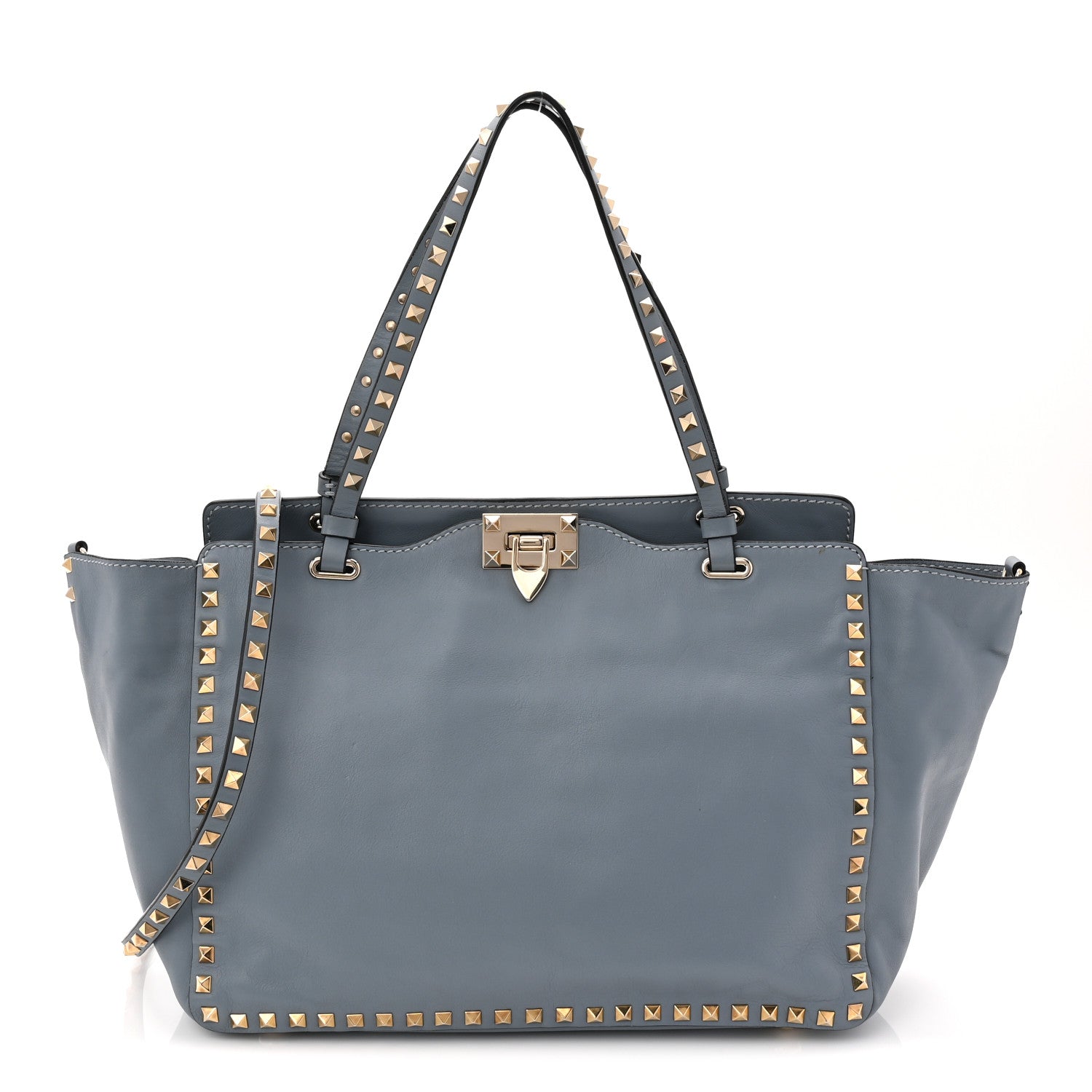 Valentino Garavani Calfskin Medium Rockstud Tote Blue 1 of 10
