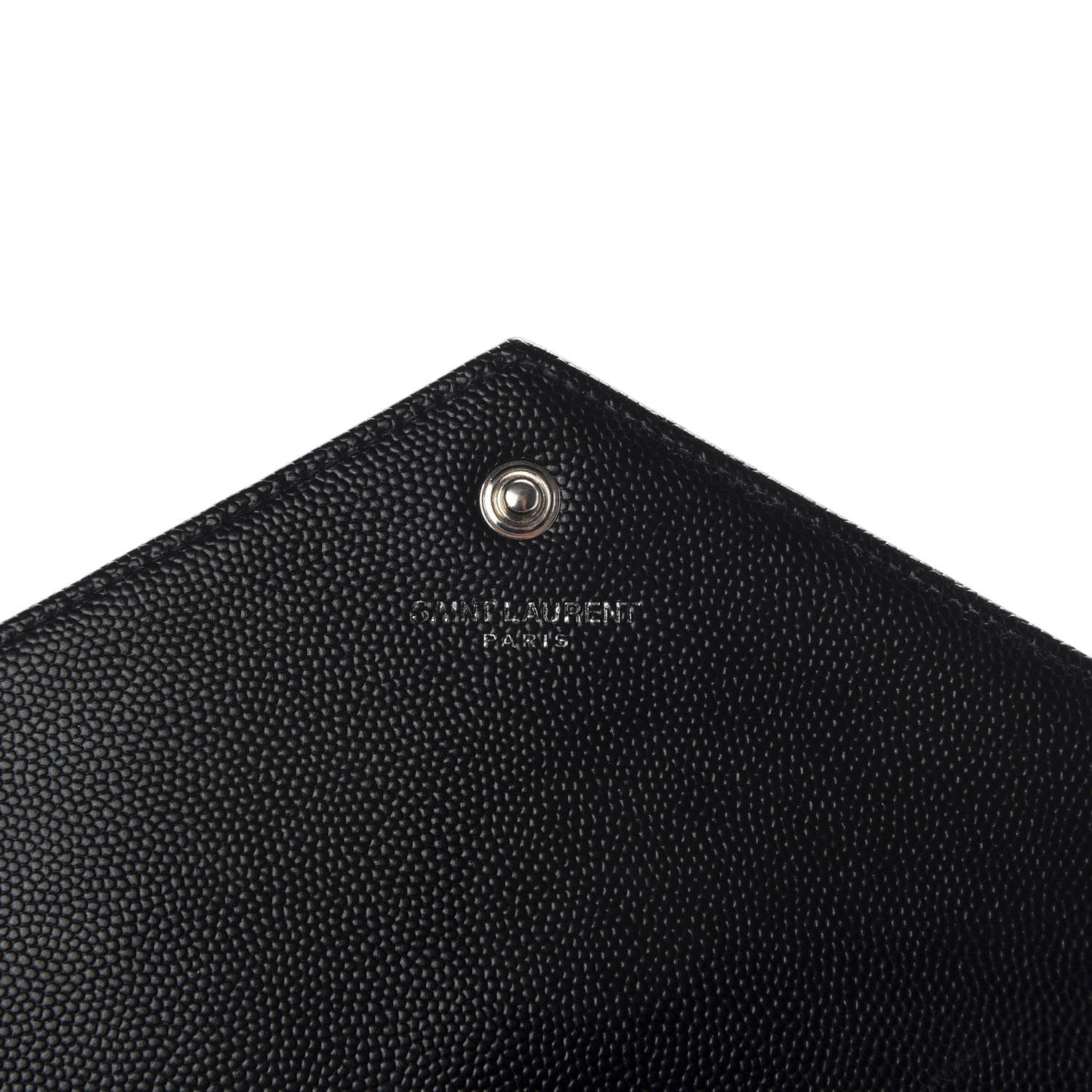 Saint Laurent Grain De Poudre Matelasse Chevron Monogram Chain Wallet Black 5 of 9