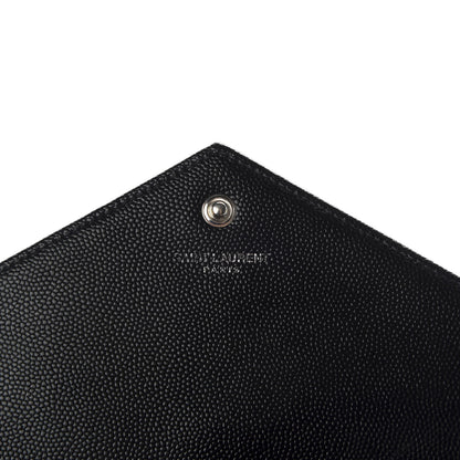 Saint Laurent Grain De Poudre Matelasse Chevron Monogram Chain Wallet Black 5 of 9