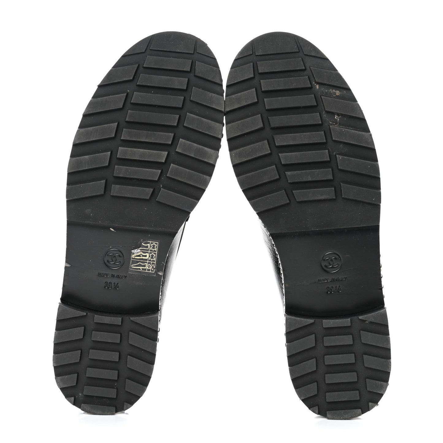 Crinkled Calfskin Velvet CC Chain Mocassin Loafers 39.5 Black