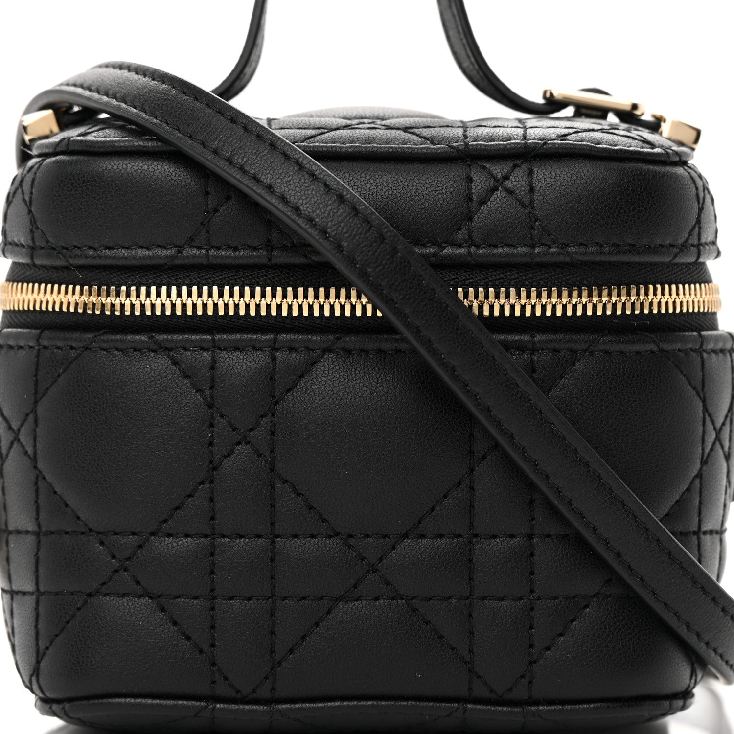 Christian Dior Lambskin Cannage Micro Lady Dior Vanity Case Black 8 of 13