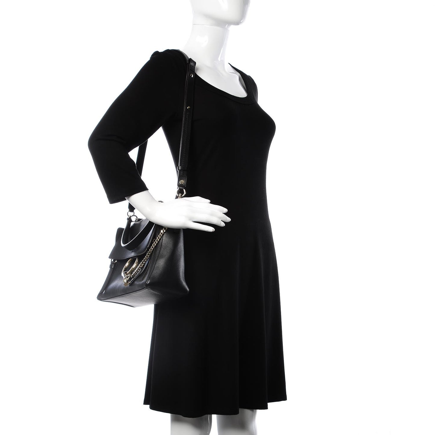 Calfskin Small Faye Day Shoulder Bag Black