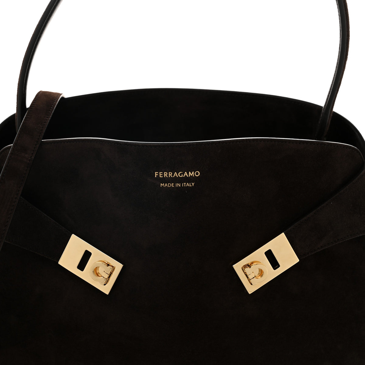 Salvatore Ferragamo Suede Medium Hug Soft Shoulder Bag Testa Di Moro 7 of 9