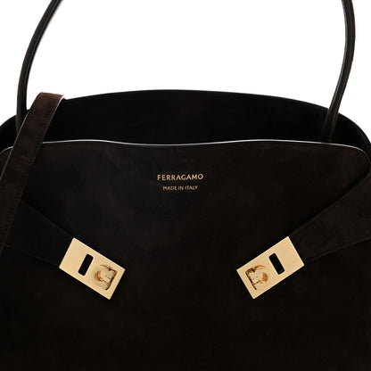 Salvatore Ferragamo Suede Medium Hug Soft Shoulder Bag Testa Di Moro 7 of 9