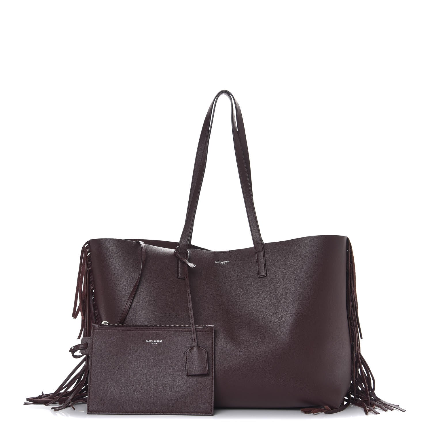 Saint Laurent Calfskin Large Fringe Shopping Tote Amaranto 1 of 10