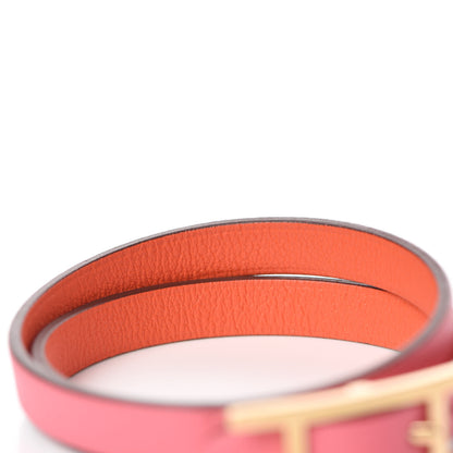 Hermes Swift Behapi Double Tour Reversible Bracelet XS Rose Lipstick Orange Poppy 5 of 7