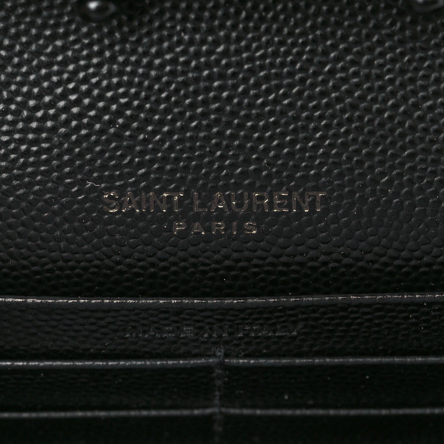 Saint Laurent Grain De Poudre Matelasse Chevron Monogram Monochrome Chain Wallet Black 6 of 6