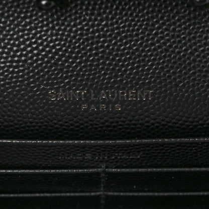 Saint Laurent Grain De Poudre Matelasse Chevron Monogram Monochrome Chain Wallet Black 6 of 6