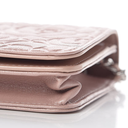 Chanel Goatskin Camellia Embossed Wallet On Chain WOC Light Pink 10 of 11