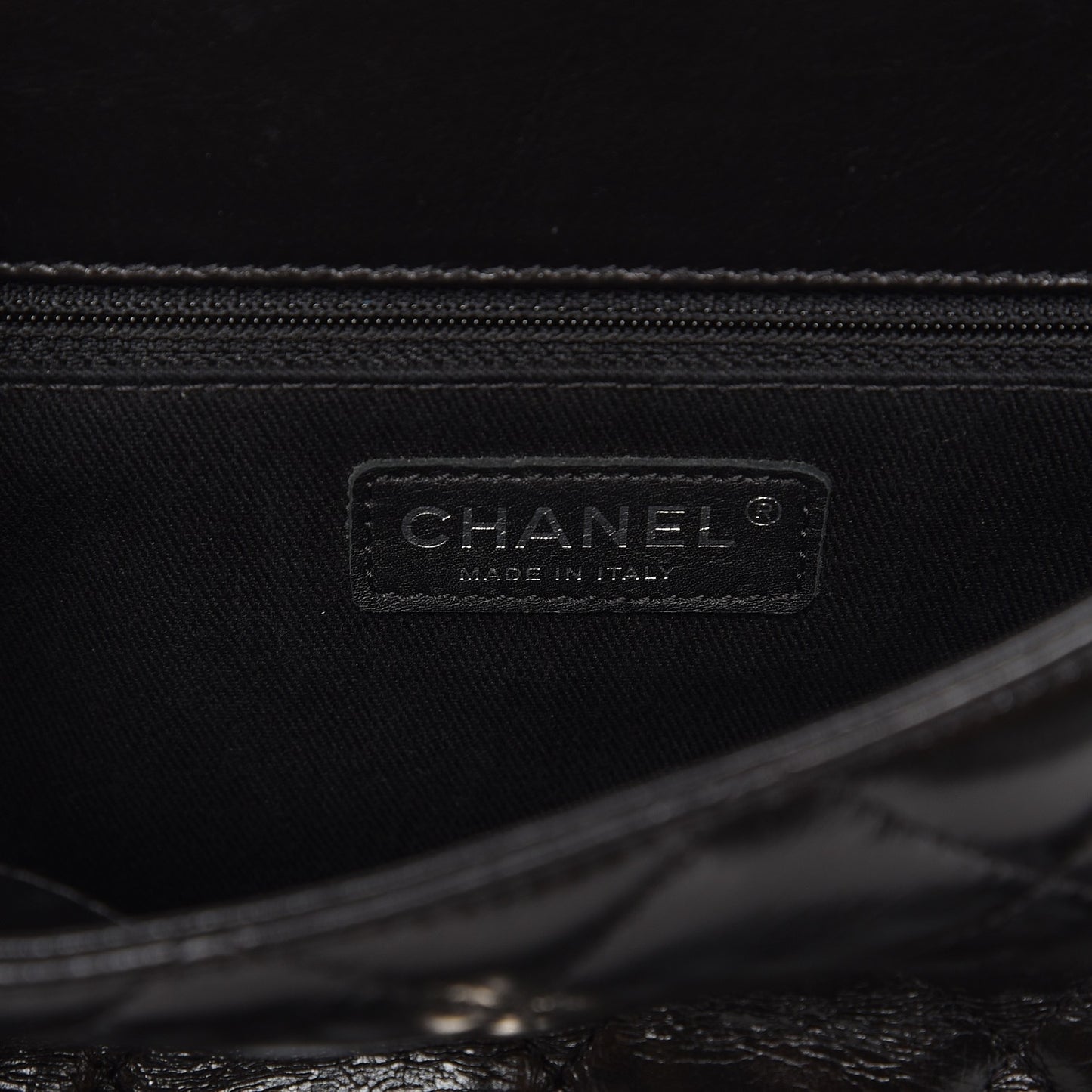 Glazed Calfskin Quilted Small CC Delivery Tote Black