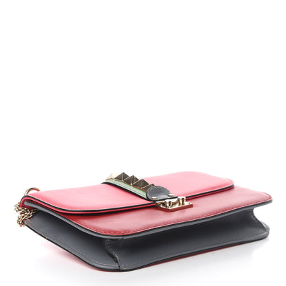 Valentino Garavani Vitello Medium Glam Lock Rockstud Flap Deep Rose Scarlet Grey Green 3 of 9