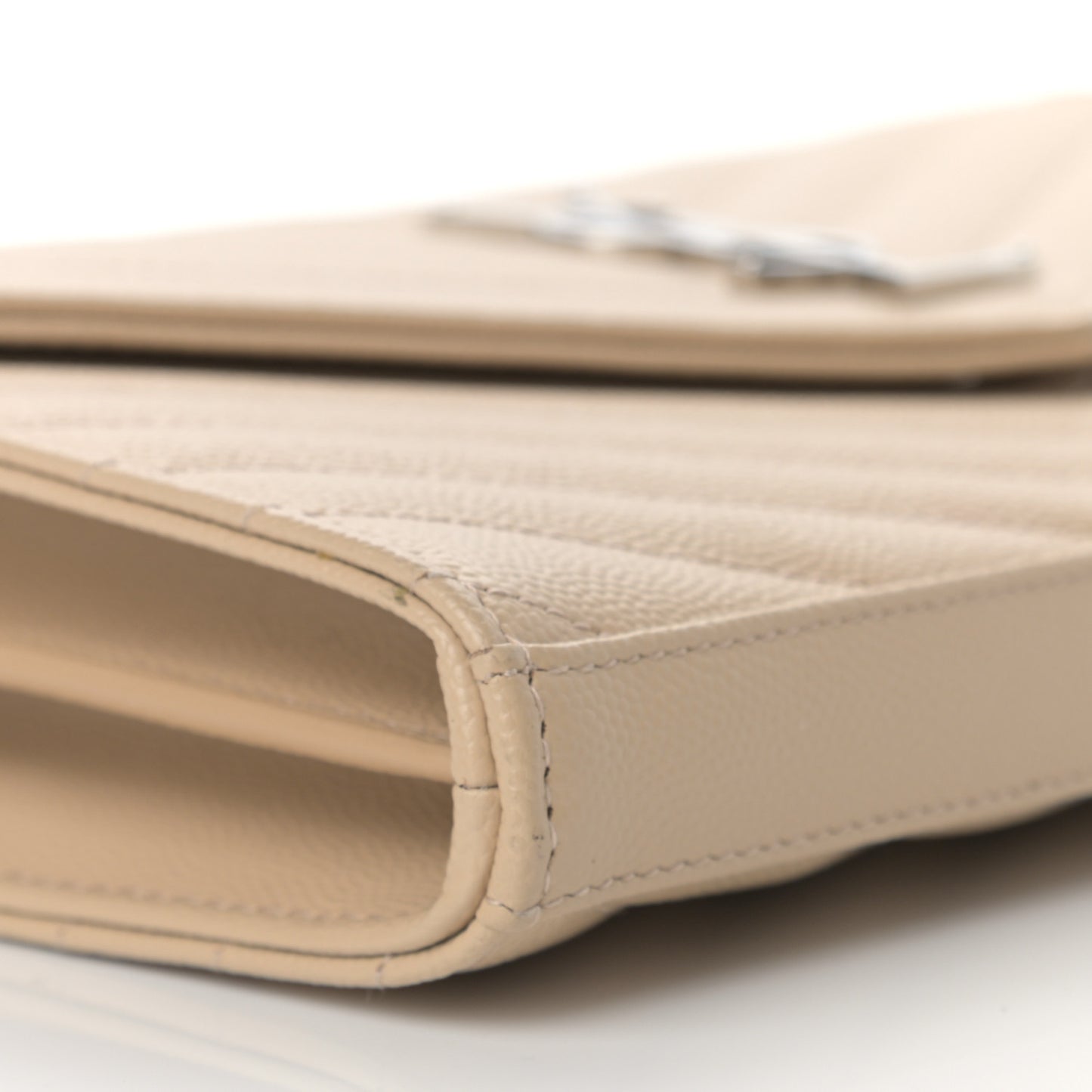Grain De Poudre Matelasse Chevron Monogram Chain Wallet Nude Powder
