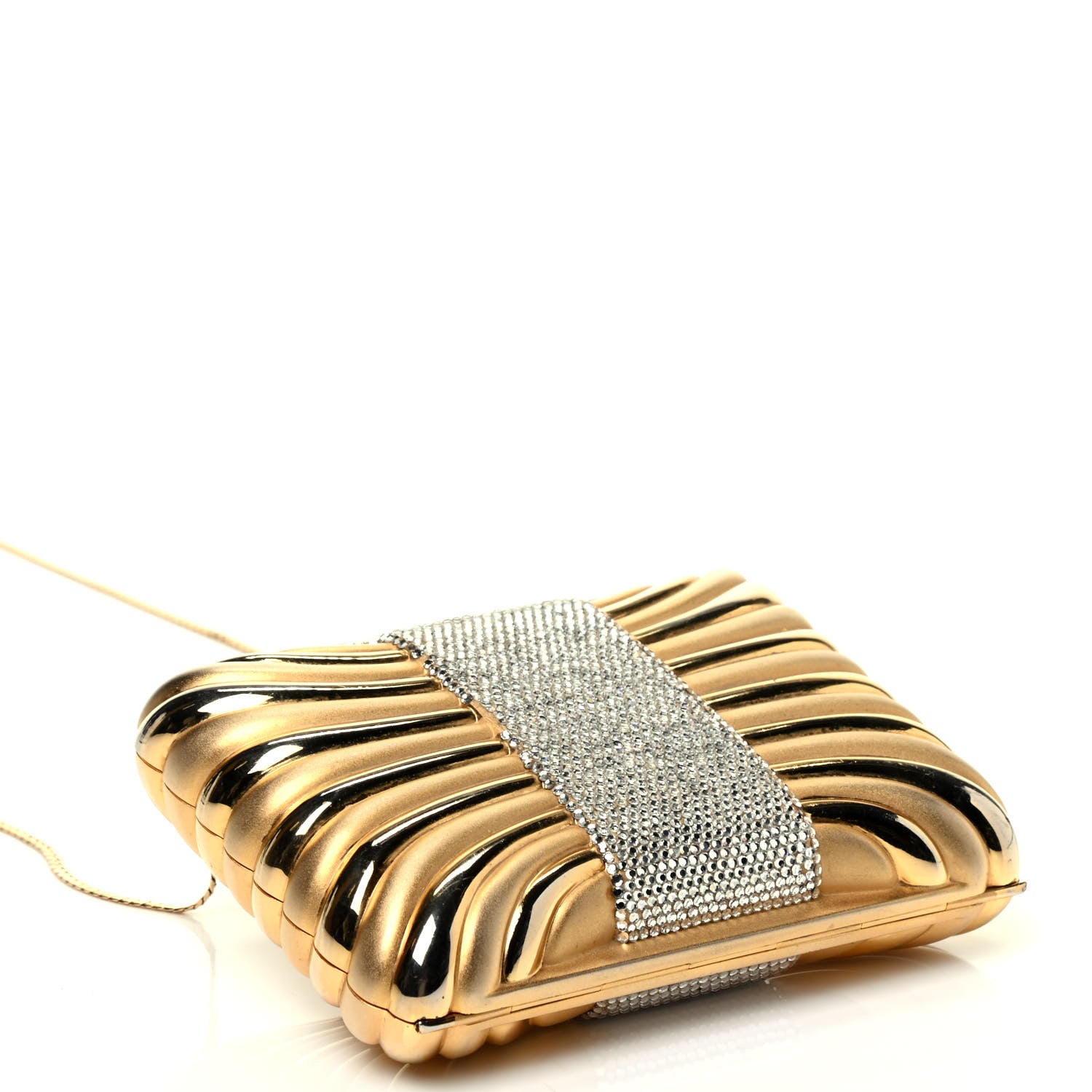 Judith Leiber Swarovski Crystal Minaudiere Clutch Gold 4 of 8