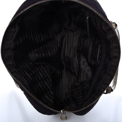 Prada Tessuto Nylon Calfskin Lizard Embossed Bag Ebano 5 of 12