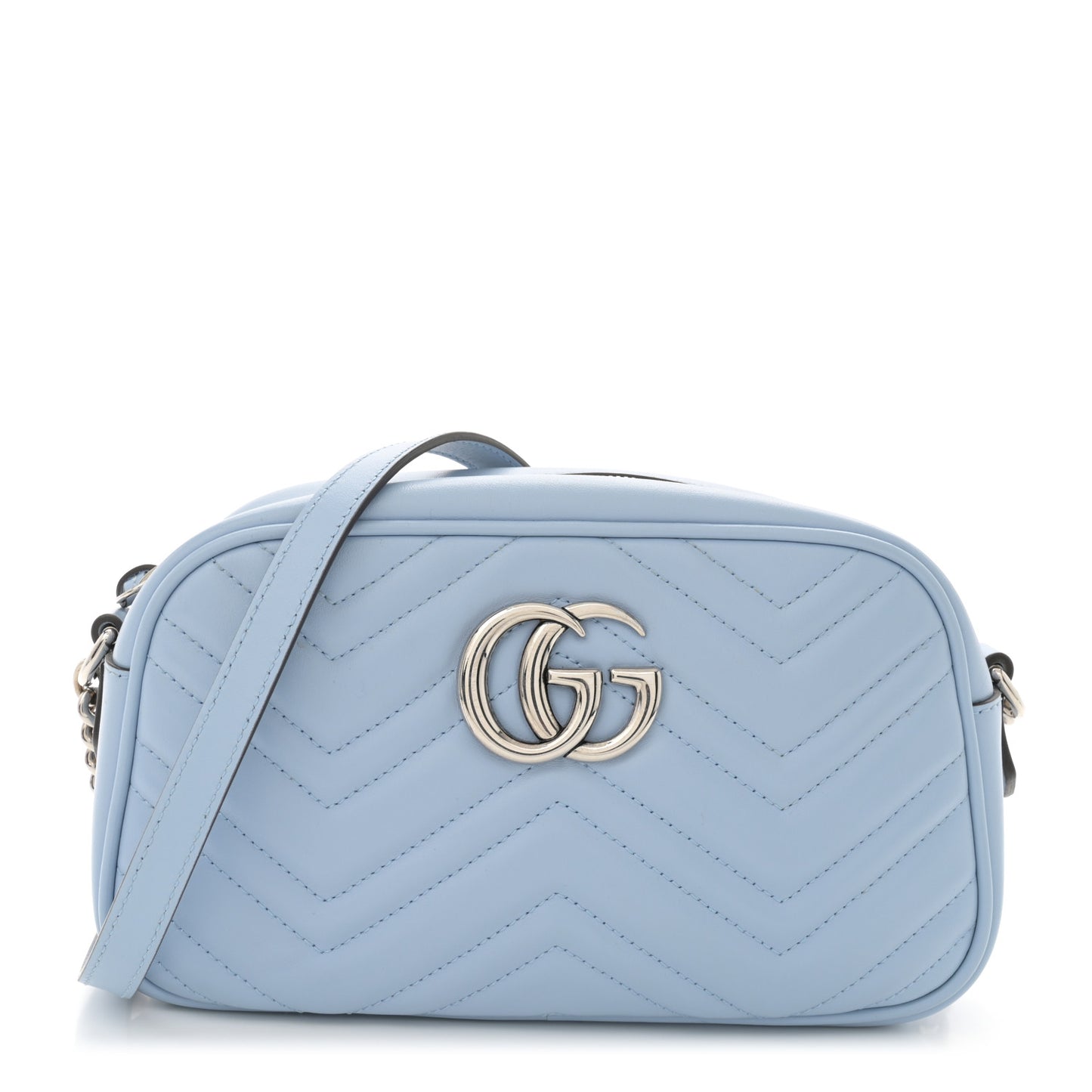 Calfskin Matelasse Small GG Marmont Chain Shoulder Bag Porcelain Light Blue