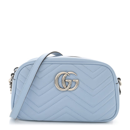 Gucci Calfskin Matelasse Small GG Marmont Chain Shoulder Bag Porcelain Light Blue 1 of 15