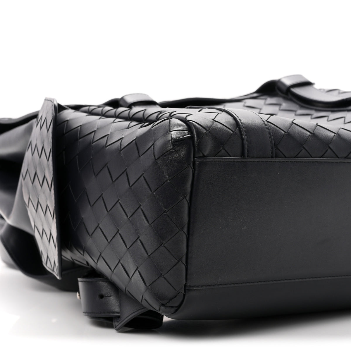 Bottega Veneta Canvas Calfskin Intrecciato Sassolungo Backpack Dark Blue 8 of 9