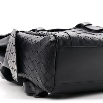 Bottega Veneta Canvas Calfskin Intrecciato Sassolungo Backpack Dark Blue 8 of 9