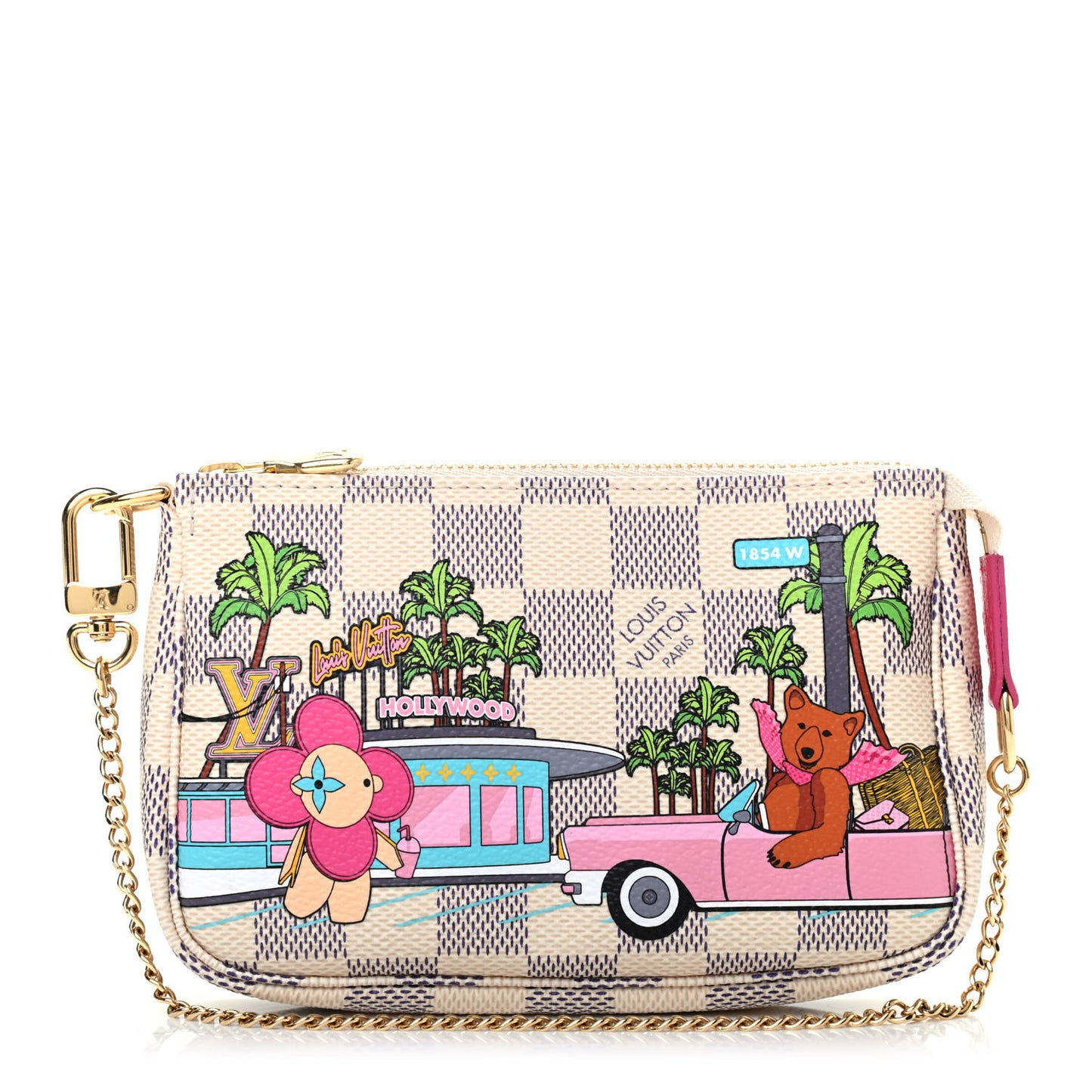 Damier Azur 2021 Christmas Animation Hollywood Mini Pochette Accessories Fuchsia