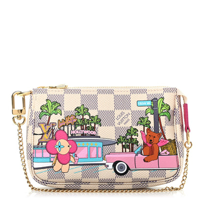 Louis Vuitton Damier Azur 2021 Christmas Animation Hollywood Mini Pochette Accessories Fuchsia 1 of 7