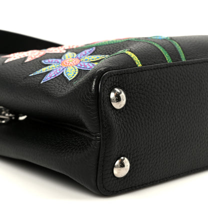 Louis Vuitton LV X YK Taurillon Inlaid Kusama Flowers Capucines BB Black 8 of 9