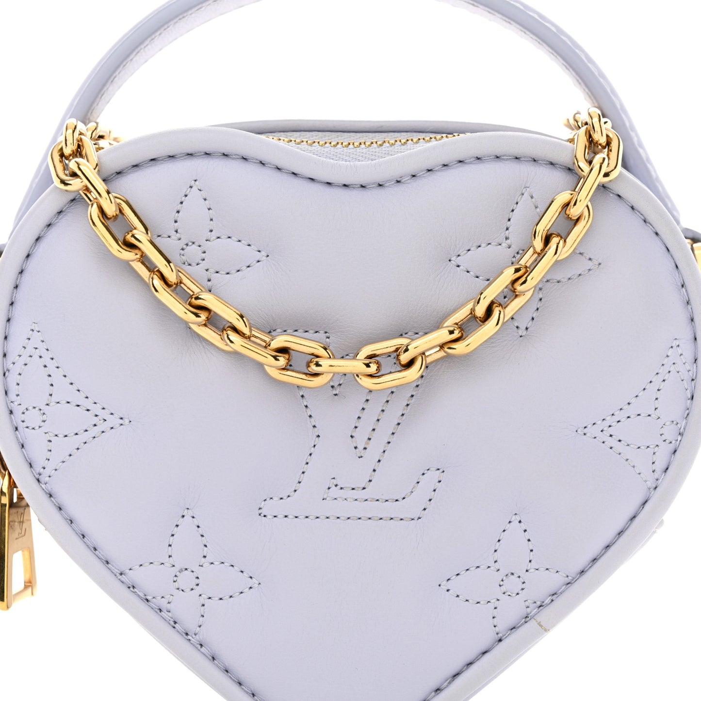Calfskin Embroidered Monogram Pop My Heart Bag Pouch Lilac