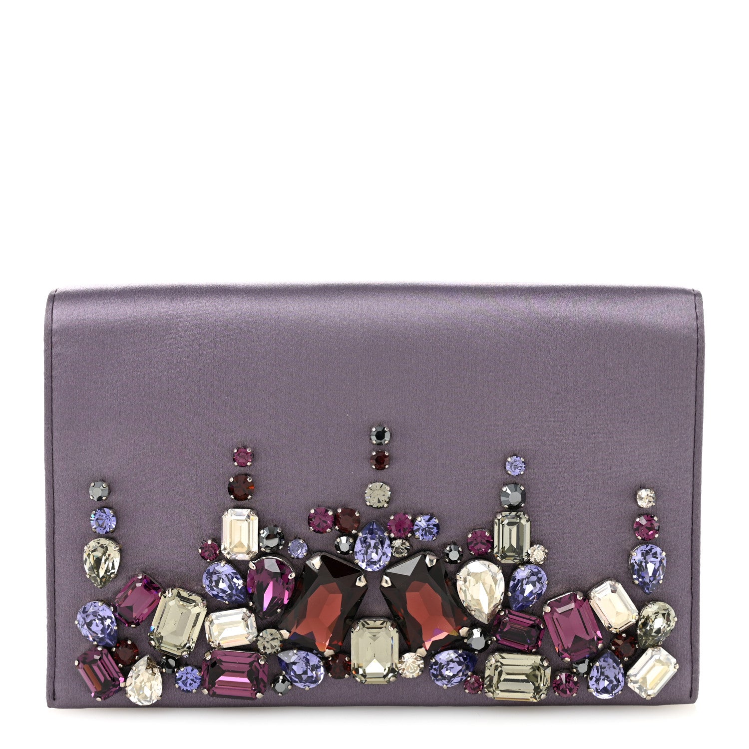 Prada Satin Raso Crystal Embellished Clutch Mirtillo 1 of 10