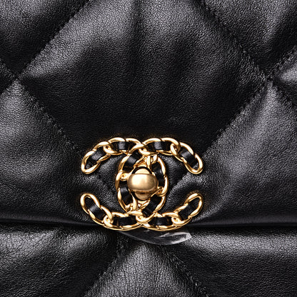 Chanel Goatskin Quilted Large 19 Flap Black 9 of 10