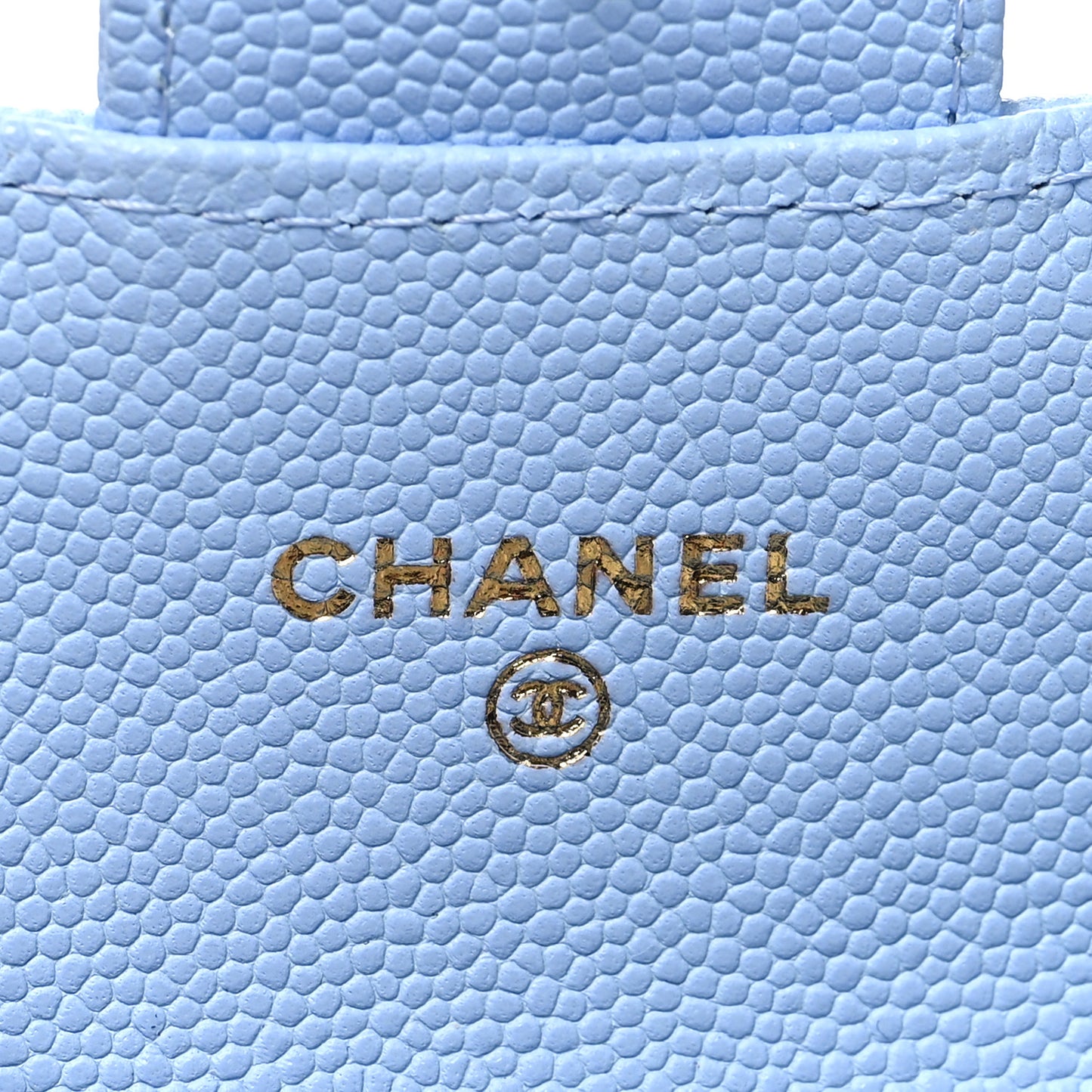 Caviar Quilted Flap Card Holder Wallet Light Blue